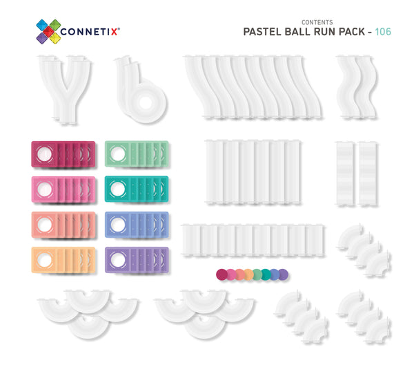 Connetix Pastel Ball Run Pack - 106 piece